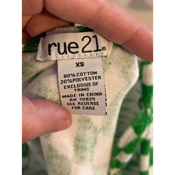 rue21 Green and White Printed 3-Piece Lounge Set Size XS - Image 6