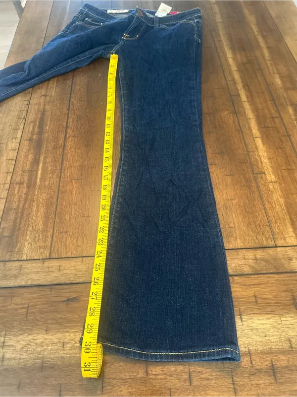 Y2K X2 Low Rise Flare Jeans Size 6 Dark Wash Bootcut Denim - Image 4