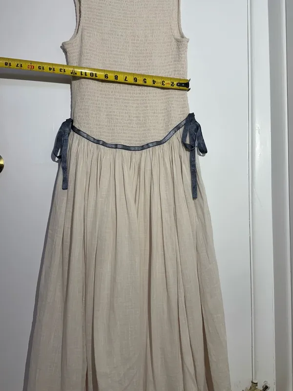 NWOT Free People Nightingale Solid Midi Dress with Navy Tie - Image 11