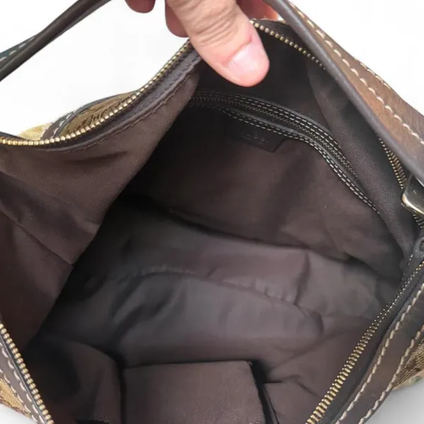 Gucci GG Crystal Mix Hobo Bag Brown Monogram Coated Canvas Leather Shoulder - Image 5