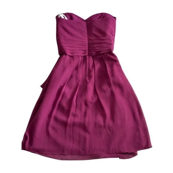 Davids Bridal Strapless Chiffon Ruffle Cocktail Dress Sangria Purple Size 4 - Image 3