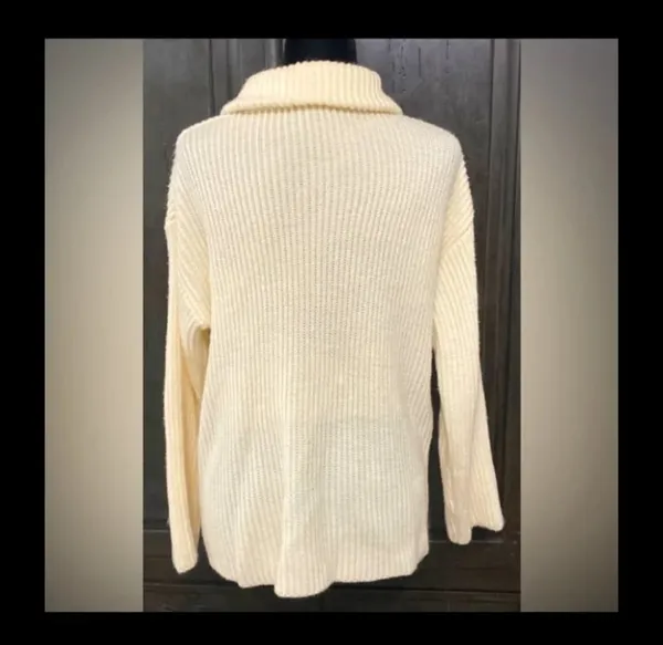 Toppies Cream Oversized sweater with zip-up collar - Size medium - Image 3