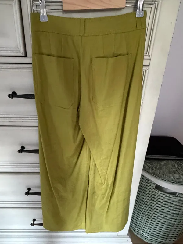 Anthropologie Ettie High-Rise Crop Wide-Leg Pants by Maeve: Linen Edition holly - Image 8