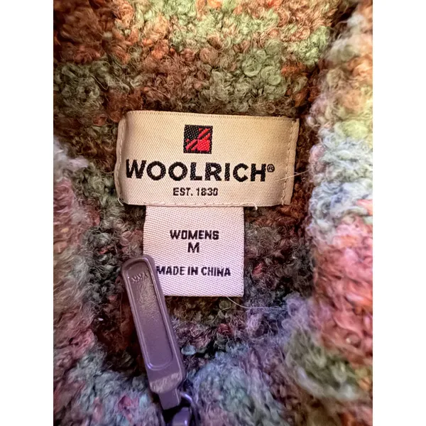 Woolrich Vest Women's Medium Green Wool Blend Zip Outdoor Fall Winter Layer‎ - Image 3