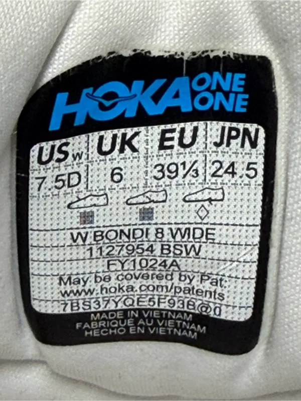 Hoka One One Bondi 8 Women’s Wide Sneakers Blanc De Blanc/Swim Day Size 7.5D - Image 3