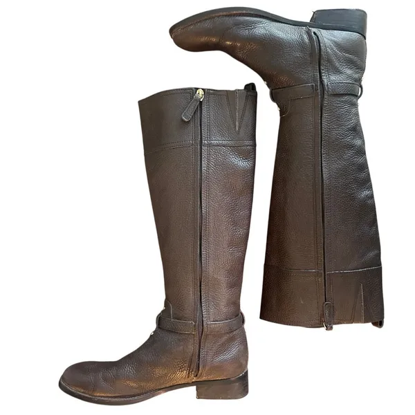 Tory Burch Marlene Dark Brown Tumbled Leather Riding Boots 8.5 - Image 5