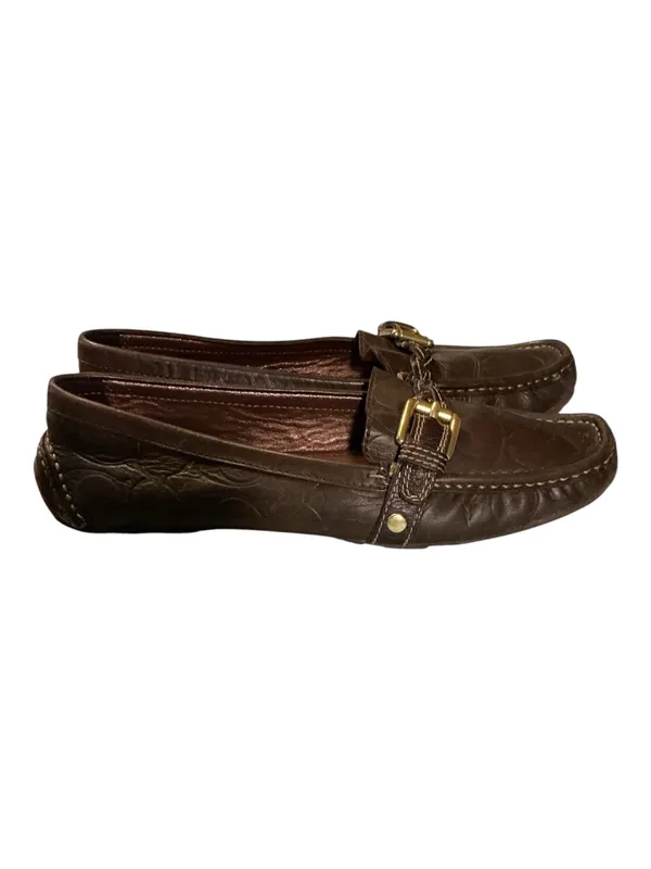 Coach Brown All-Over Embossed Signature Monogram Leather Saidey Loafers - Women's Size 7M - Image 3