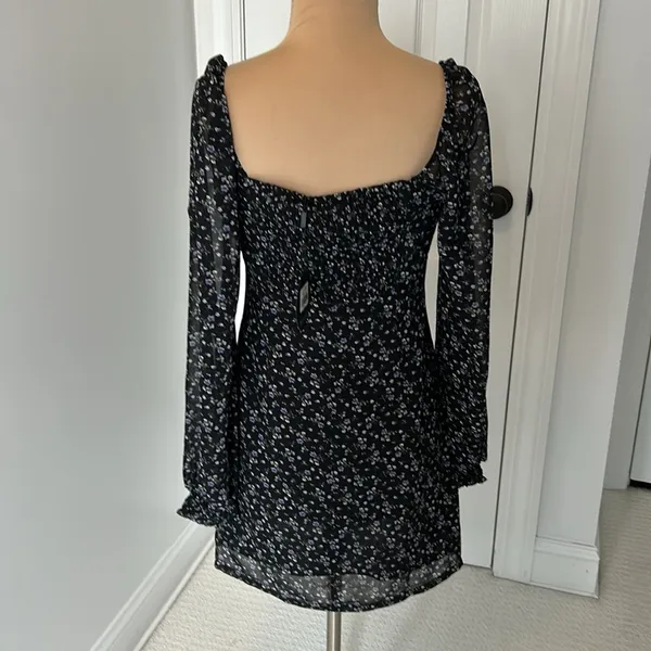 White Fox Marina Mini Dress Black Floral - Image 3