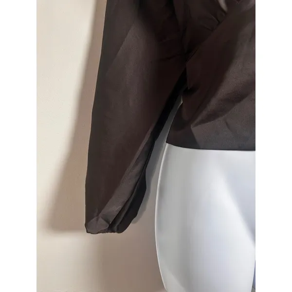 Banana‎ Republic Brown Satin Cropped Blousant-Sleeve Blouse Costa Coffee 10 FA23 - Image 4