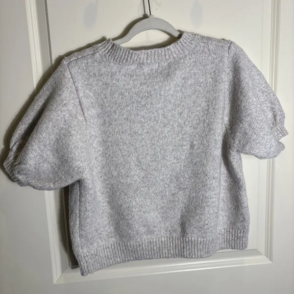 Zenana Womens Medium‎ Short Sleeve Sweater Cream Knit Crewneck Soft Casual Top - Image 7