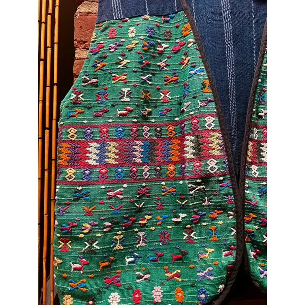 Handmade Embroidered Woven Vest Colorful Folk Art Boho Layering Piece - Image 5