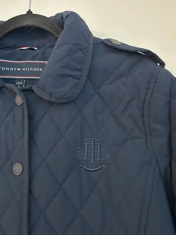 Tommy Hilfiger Women Quilted Button Down Water Resistant Jacket Navy Blue Size L - Image 7