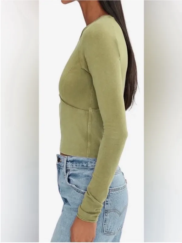 NWOT Free People We The Free Protagonist Long Sleeve - Mossy moss Green - S *IR* - Image 7