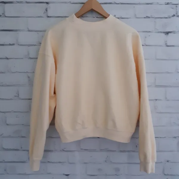 Madhappy Sweatshirt Terry Cloth Yellow Medium Cropped Crewneck - Image 3