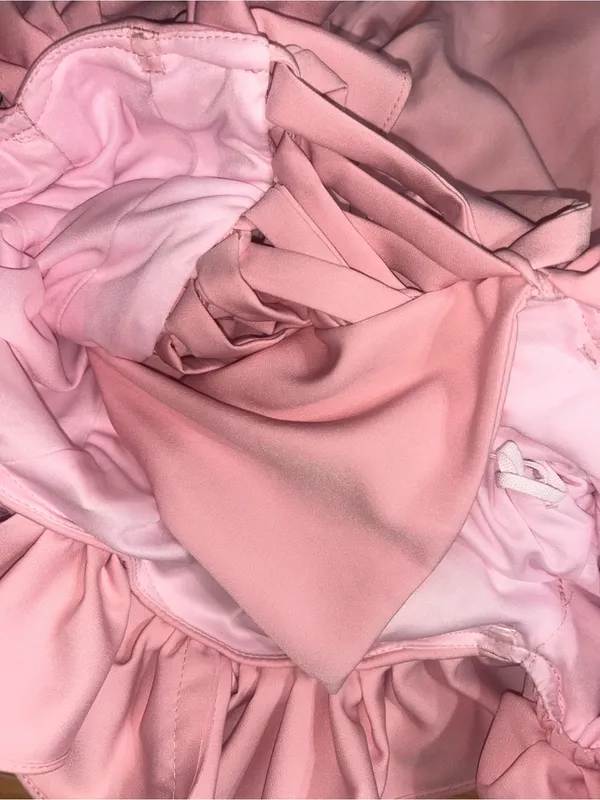 Ladies 9/10 Gorgeous fitted Blush Pink Off-Shoulder Ruffle Evening Gown - Image 10