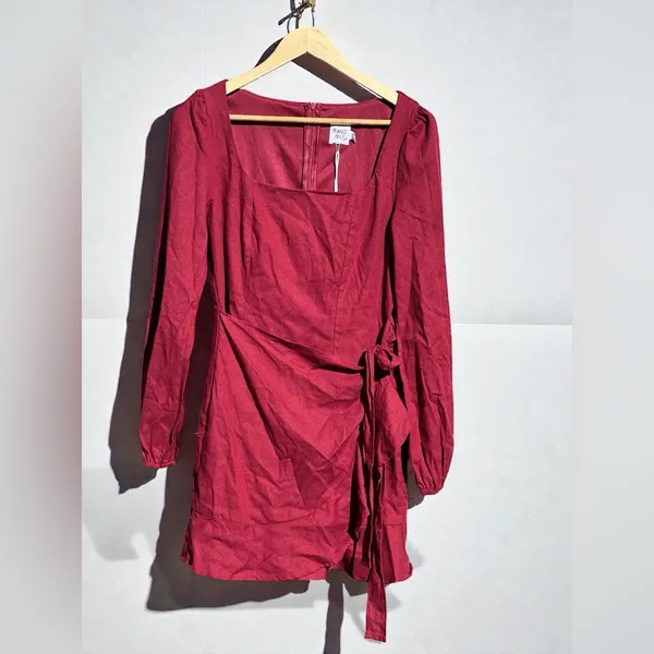 Princess Polly The Villa Mini Dress In Burgundy Size 6 - Image 2