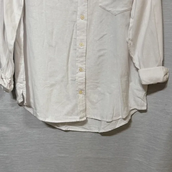 Gap The Easy Shirt Womens Medium Optic White Linen Blend Button Down Long Sleeve - Image 4