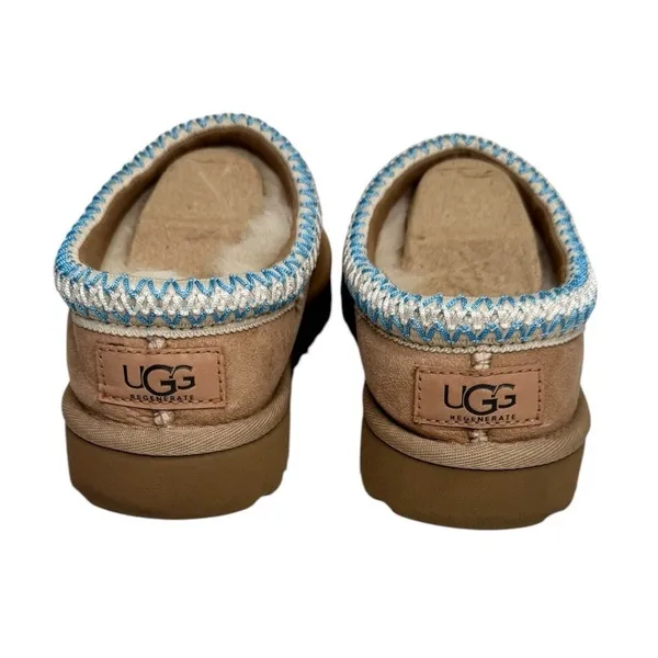 Ugg Tasman Regenerate‎ Slippers Sand with Light Blue Accents Women's Size 6 - Image 4