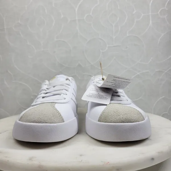 Adidas VL Court 3.0 Skate Sneakers Size 7 White Gold Leather Casual Everyday NEW - Image 2