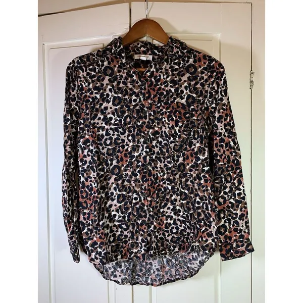 Beach Lunch Lounge Leopard Print‎ Blouse Womens Medium Animal Cheetah Mob Wife - Image 2