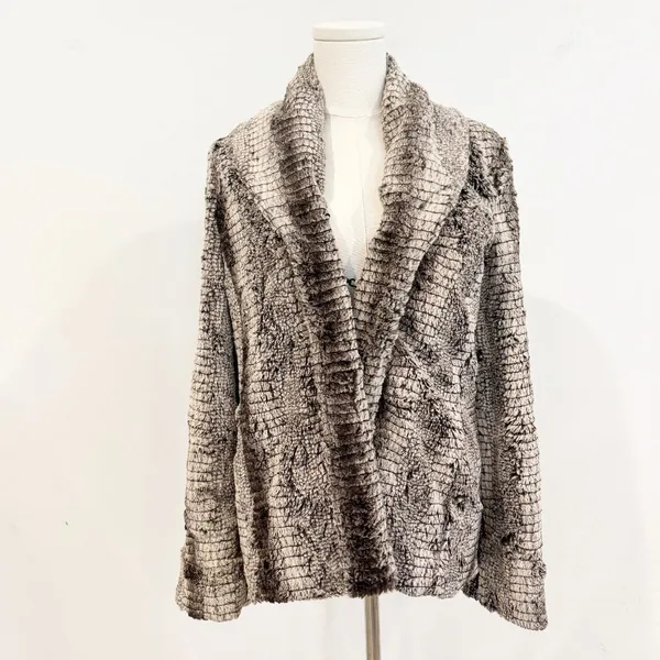 Alice and Olivia Leana Jacket Size XS Faux Fur Shawl Collar Mob‎ Wife Cozy Glam - Image 9