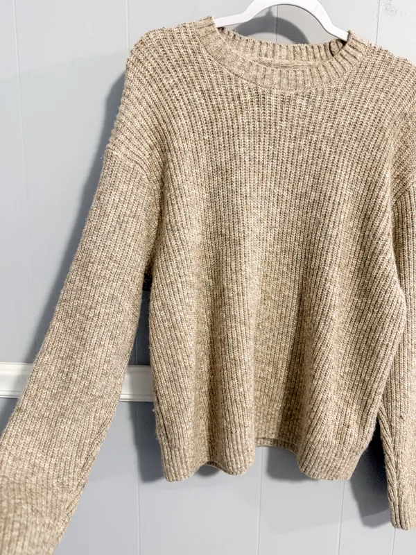 Abercrombie & Fitch Oversized Crewneck Sweater in Oatmeal - Image 3