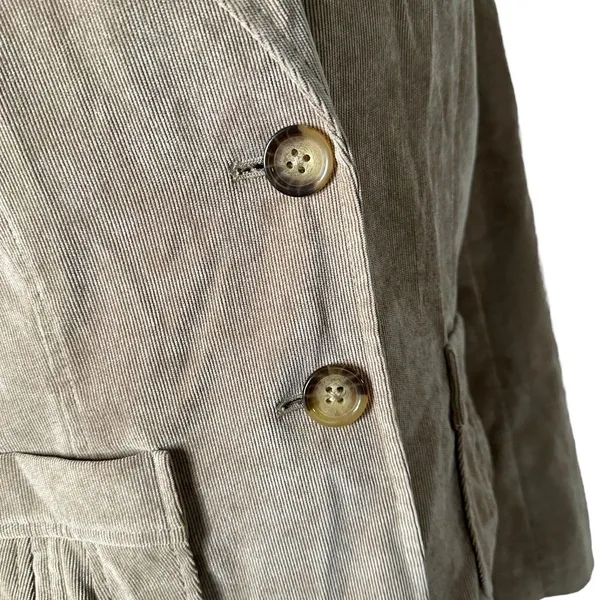 Kim Rogers Dark Academia Faux Suede Corduroy Blazer Jacket Two Button Pleated Pocket 10P - Image 7
