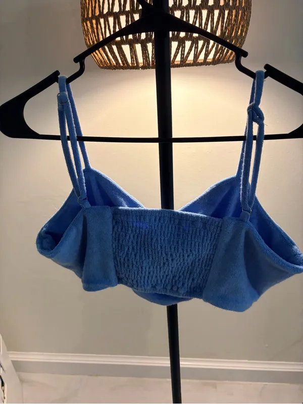 7 Blue Women's Terry Crop Tank Top - Image 4