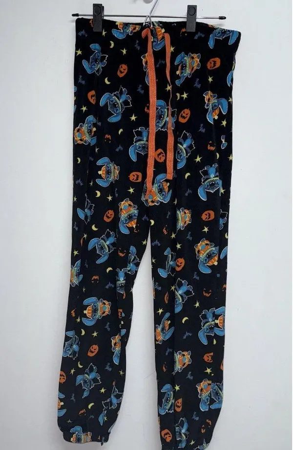 Disney Stitch Pajama Pants Womens Medium Lounge Jogger PJ Black Halloween - Image 8
