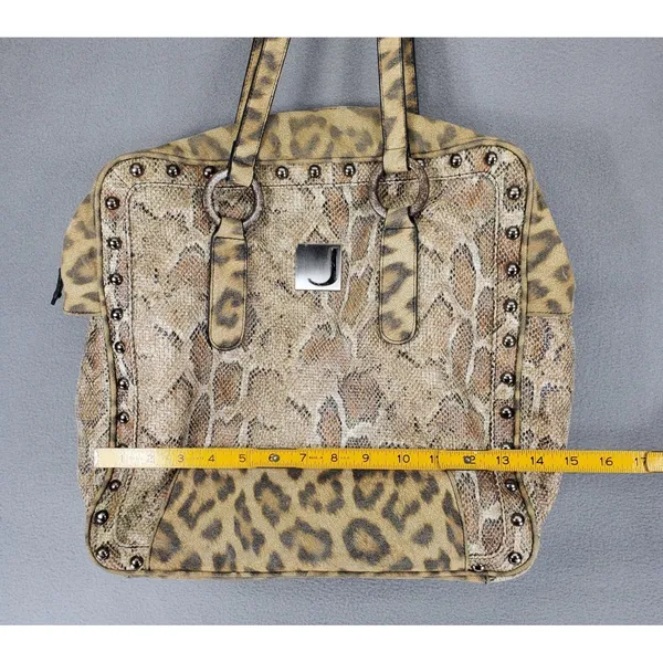 Joanel Faux Snakeskin Leopard Tote Handbag‎ Studs Shoulder Bag Y2K - Image 7