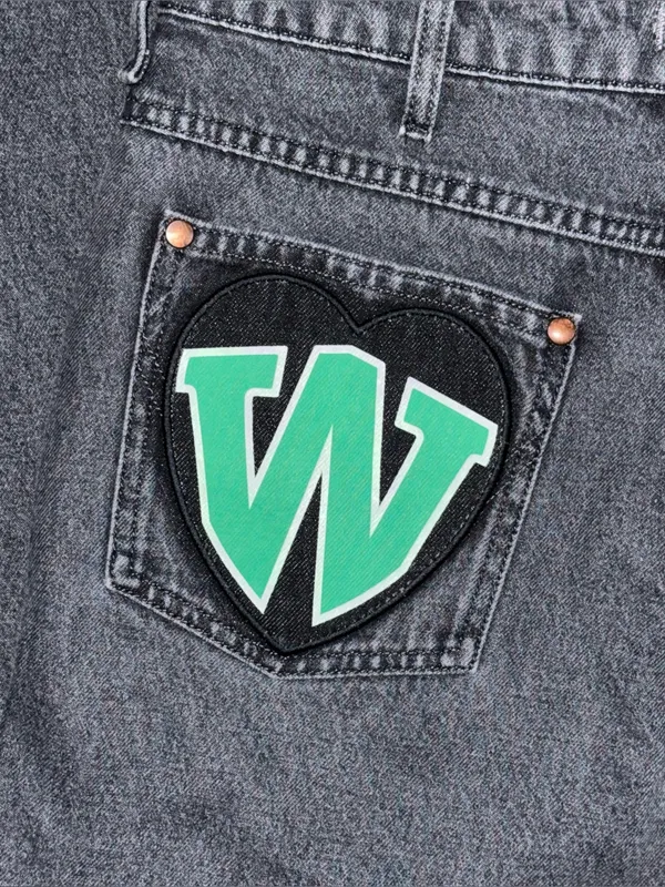 Wrangler Womens Heart Patch Wanderer Flare Jeans High Rise Black 28 x 34 Western - Image 7