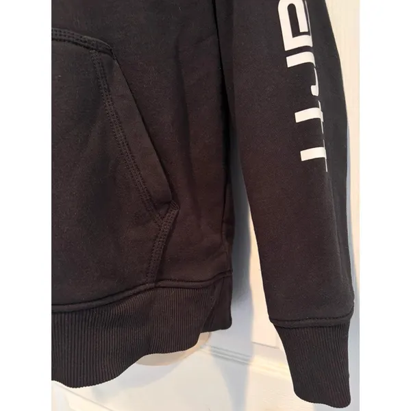 Carhartt Womens Relaxed Fit Hoodie Black‎ Logo Sleeve Sweatshirt TS0288 Medium M - Image 3