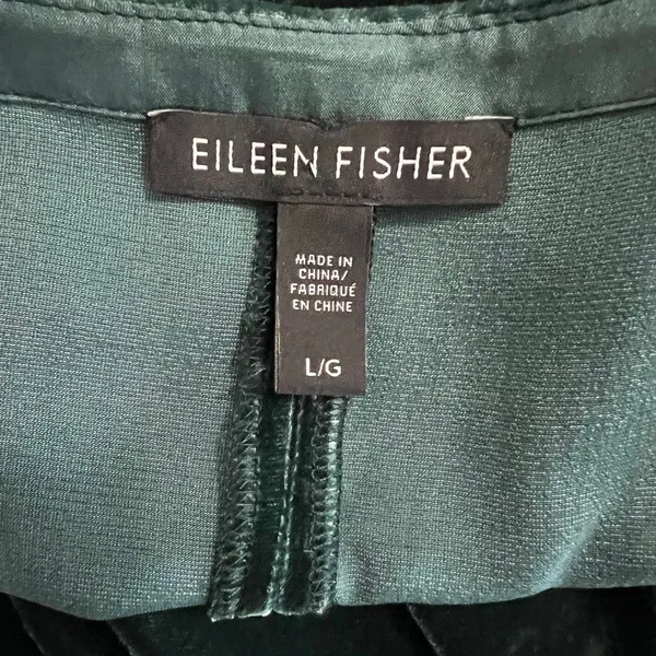Eileen Fisher Emerald Green Silk Velvet Cocoon Dress L Oversized - Image 6