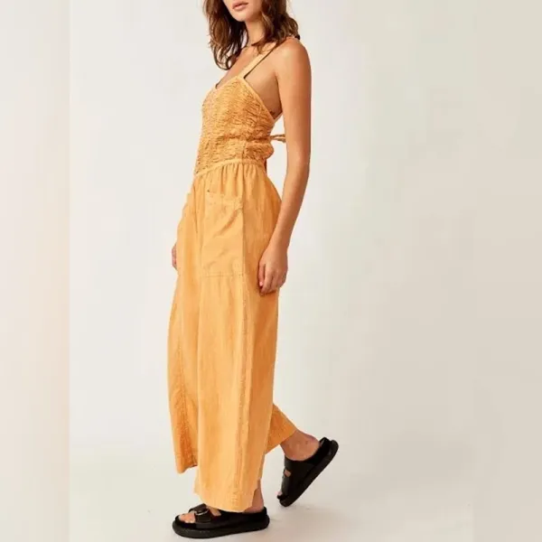Free People Forever Always Cotton Wide Leg Jumpsuit (medium) - Image 10