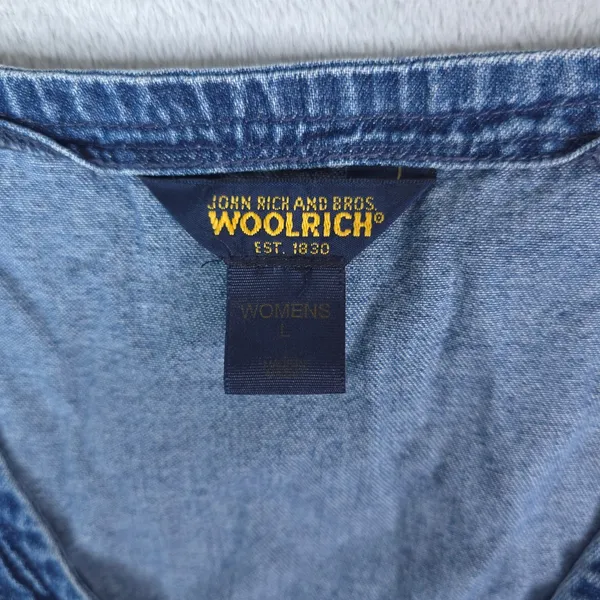Woolrich Denim Vest Womens‎ L Blue Zip Front Utility Pockets Gorpcore Heritage - Image 5