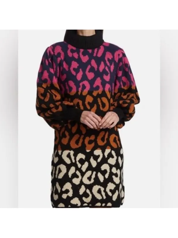 FARM Rio Mixed Leopard Sweater Dress - Image 2