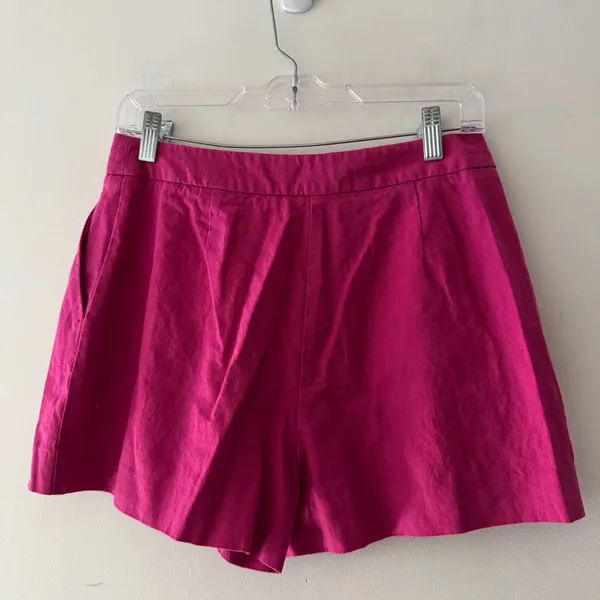 Zara Pink Fuchsia‎ Linen Blend Shorts - Image 3