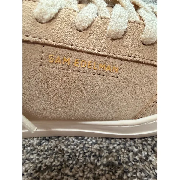 Sam Edelman Wess Cozy Suede Faux Shearling Sneakers Sesame Tan Beige 8.5M - Image 3