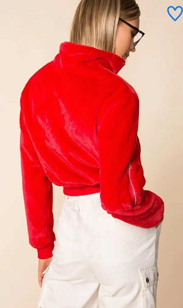 Faith Cropped Jacket - Red - Image 2
