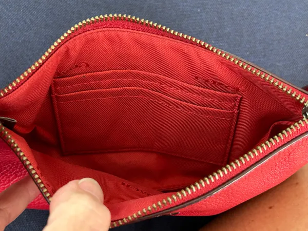 ✨ Coach Polished Pebble Leather Small Wristlet in Bright Red ✨ - Image 7