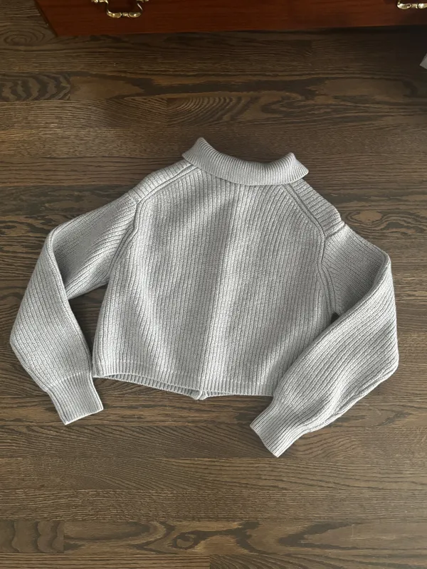 Wilfred grey knit chunky jumper collared button down sweater jacket  - Image 6