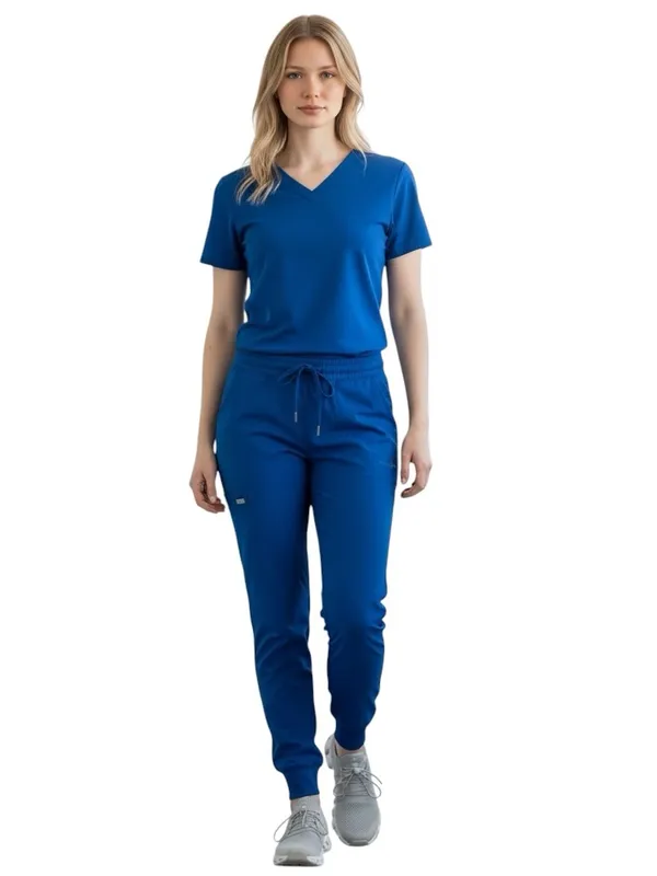 Mandala Royal Blue Jogger Scrub Pants Stretch Multi-Pocket Women’s XS Uniform - Image 3