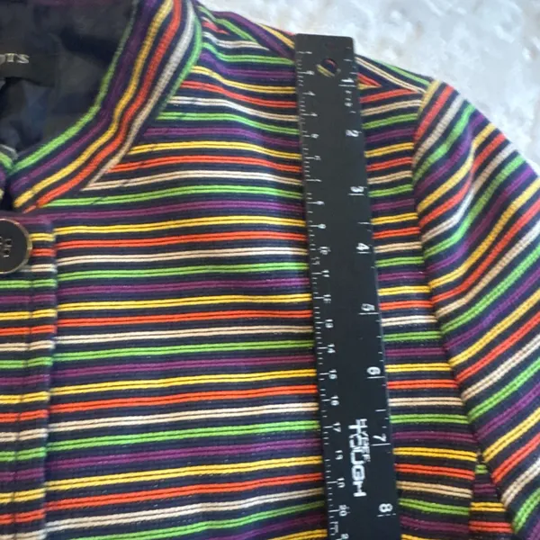Talbot's Multicolor striped Long Sleeve Button Front Mandarin Collar Blazer 12 - Image 6