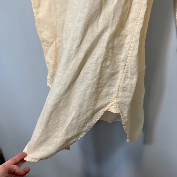 J. Crew Linen Cotton Blend Button Down Beach Shirt Dress Pale Yellow Women's M - Image 9