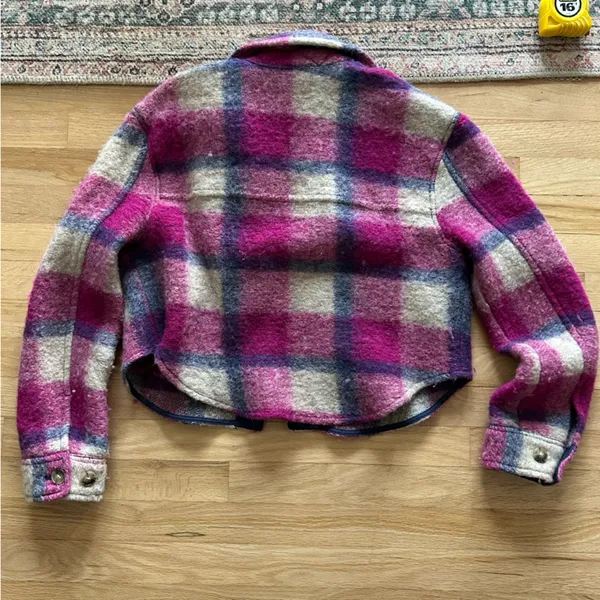 Aritzia the Ganna Wilfred free Pink Wool Plaid Cropped Jacket boxy small - Image 6