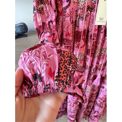 Printfresh Tiger Leopard Print Midi Dress Womens Pink Small - Image 3