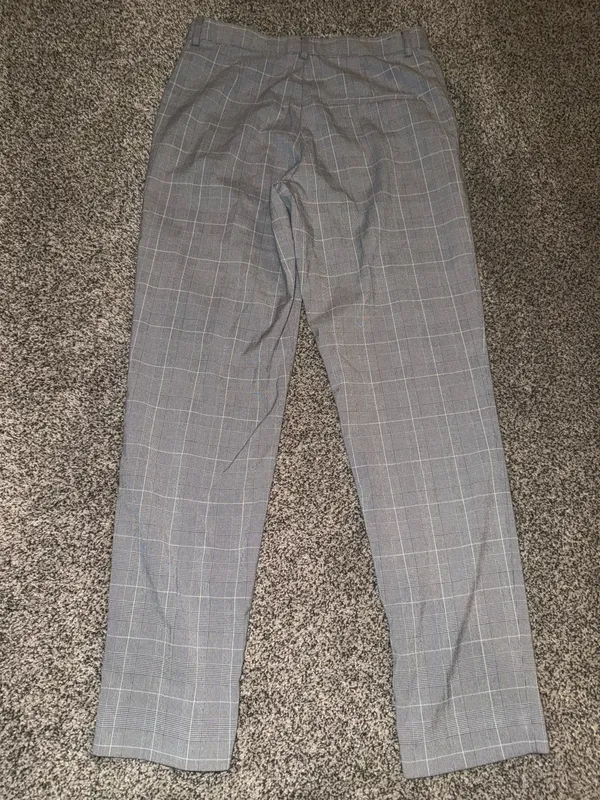 H&M Slim Fit Gray Windowpane Check Dress Pants US 28R - Image 4