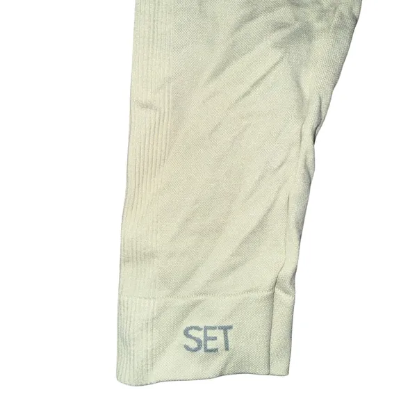 Set‎ Active Ribbed Leggings Women Medium Cream Excellent High Waisted Activewear - Image 3