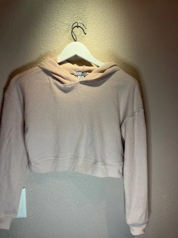Better Together Women’s Ballet Pink Soft Waffle Knit Cropped Hoodie Size XS - Image 5