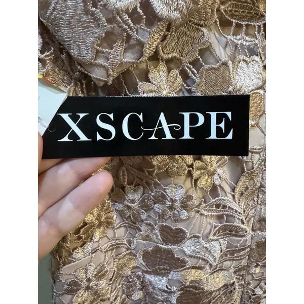 Xscape Evenings Floral Embroidery Off the Shoulder Sheath Gown Blush Size 10 - Image 6